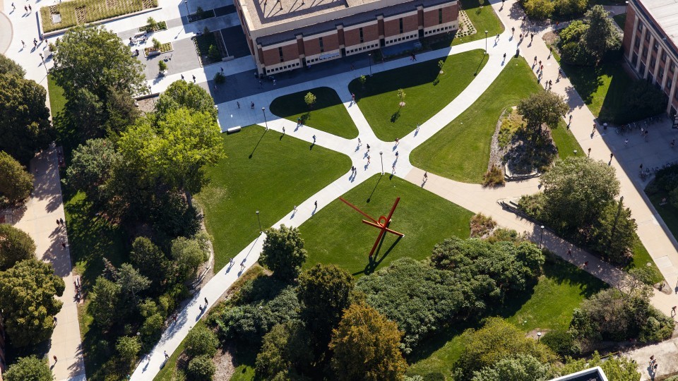 aerial shot of campus.