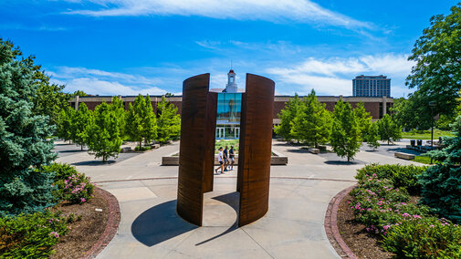Robert Serra sculpture north of Love Library 