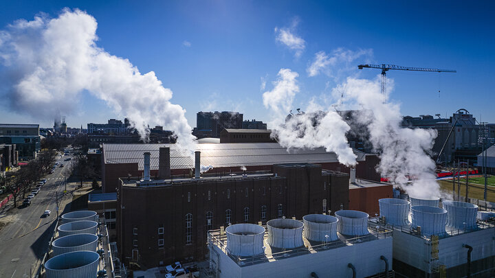 Steam rises from the City Campus power plant on Jan. 20.